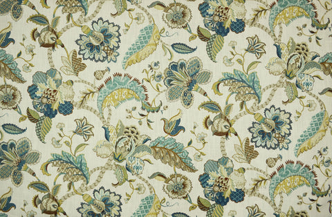 Finders Keepers French Blue Jacobean Floral Fabric