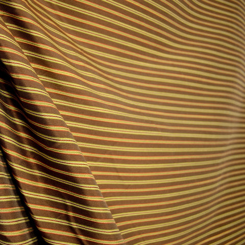 Hardy Brown Rust Olive Green Horizontal Stripe Drapery Fabric