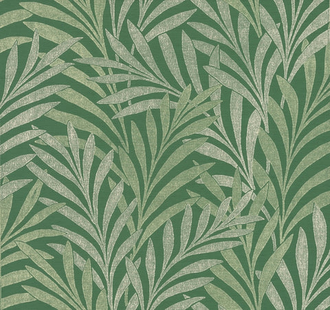 HC7501 Green Tea Leaves Stripe Wallpaper