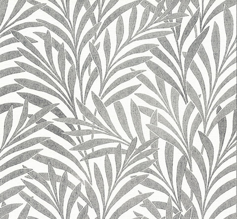 HC7502 Cream/Black Tea Leaves Stripe Wallpaper