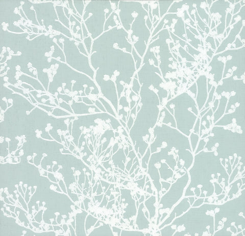 HC7520 Blue Budding Branch Silhouette Wallpaper
