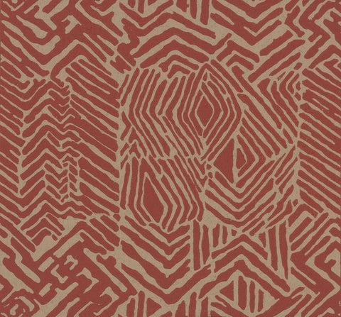 HC7550 Red/Tan Tribal Print Wallpaper