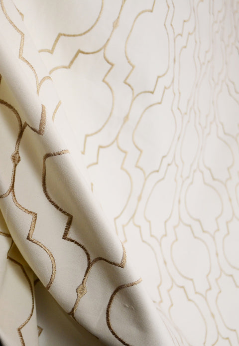 Helmsley Glow Gold Embroidered Upholstery Fabric