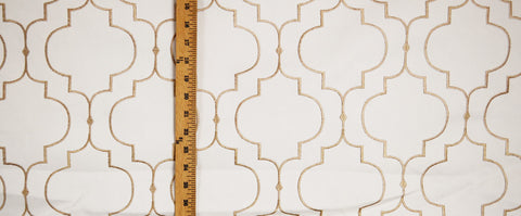 Helmsley Glow Gold Embroidered Upholstery Fabric