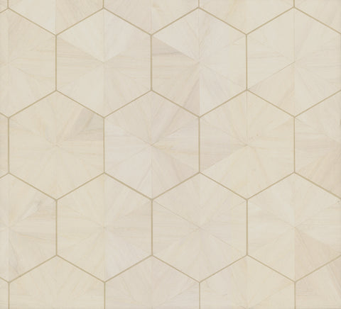 HO2101 Off White Hexagram Wood Veneer Wallpaper