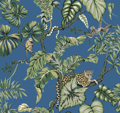HO2141 Blue Jungle Cat Wallpaper