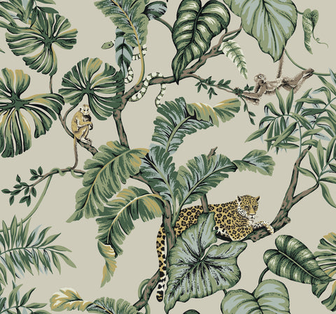HO2144 Beige Jungle Cat Wallpaper