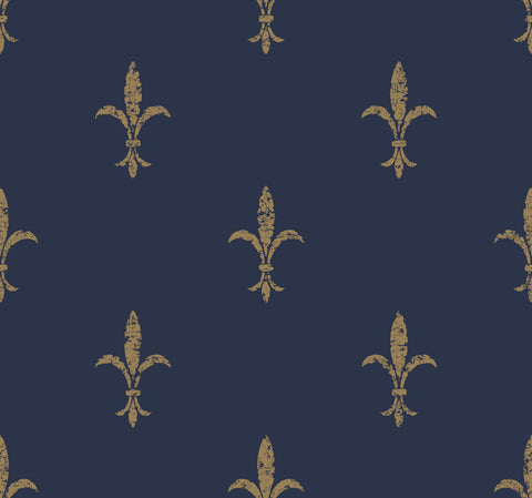 KT2191 Navy/Gold Fleur De Lis Wallpaper