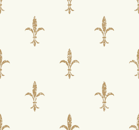 KT2192 White/Gold Fleur De Lis Wallpaper