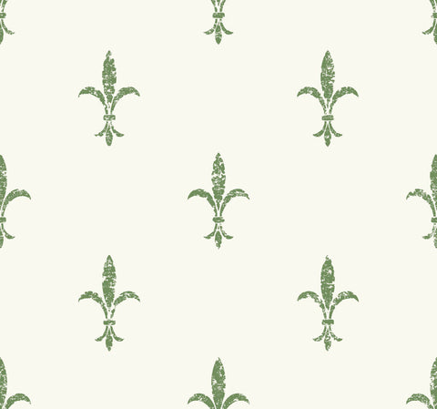 KT2194 White/Green Fleur De Lis Wallpaper