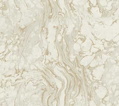 KT2223 White/Gold Polished Marble Wallpaper