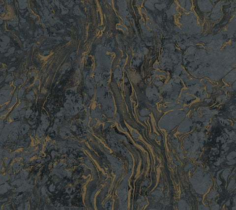KT2224 Black Polished Marble Wallpaper