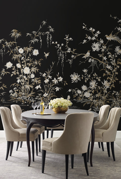 KT2264M Black Flowering Vine Chino Wallpaper Mural