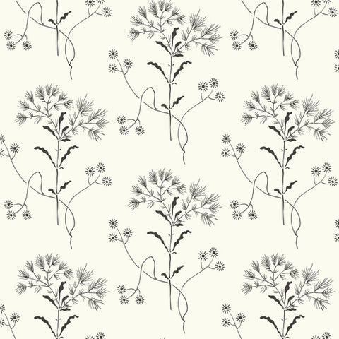 Wildflower Black on White Magnolia Home Vol. II Wallpaper