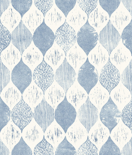 Woodblock Print True Blue Magnolia Home Vol. II Wallpaper