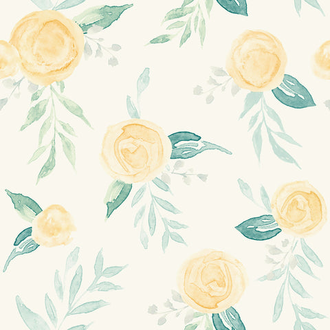 MK1127 Watercolor Roses Yellow Wallpaper