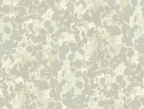 NA0518 Silver Pressed Leaves Wallpaper