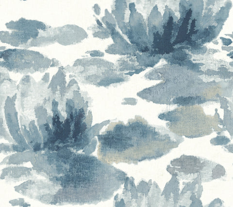 NA0527 Dark Blue Water Lily Wallpaper