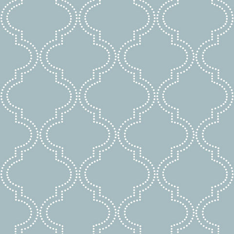 NU1826 Slate Blue Quatrefoil Peel And Stick Wallpaper