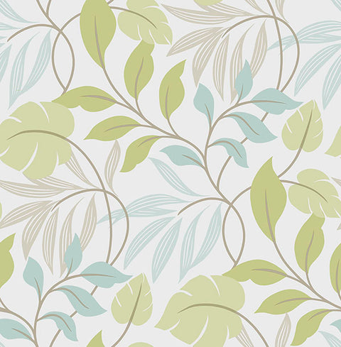 NU1657 Blue and Green Meadow Peel and Stick Wallpaper