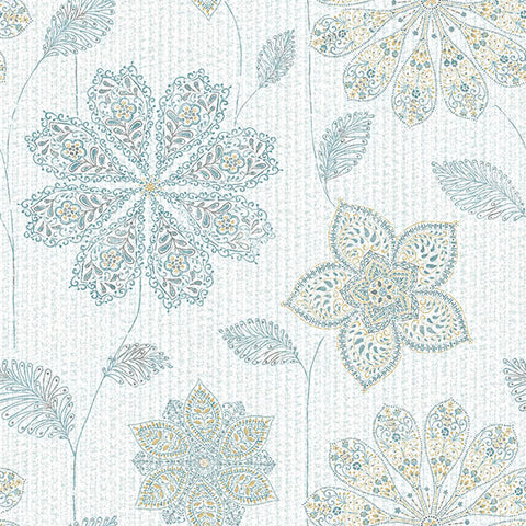 NU1697 Gypsy Floral Blue/Green Peel and Stick Wallpaper