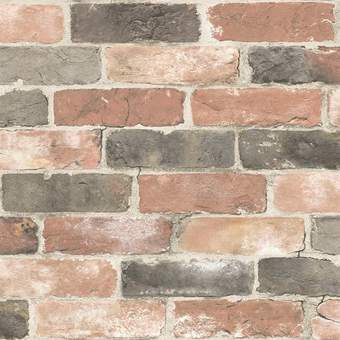 NU2064 Newport Reclaimed Brick Red Faded Peel and Stick Wallpaper