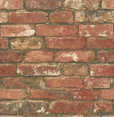 NU2088 West End Red Brick Peel and Stick Wallpaper