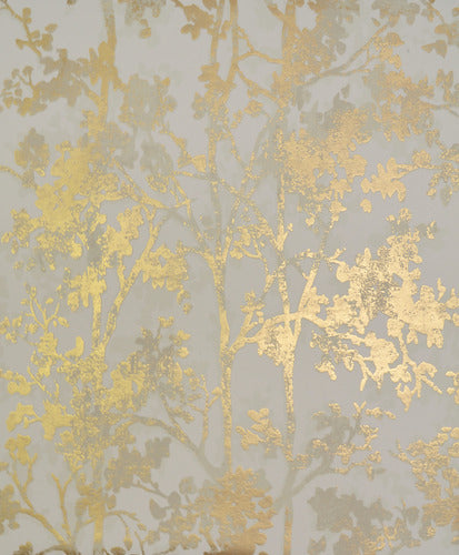 NW3582 Shimmering Foliage Almond/Gold Wallpaper