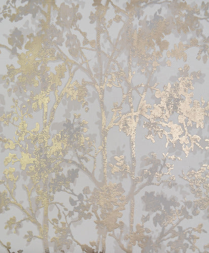 NW3583 Shimmering Foliage White/Gold Wallpaper