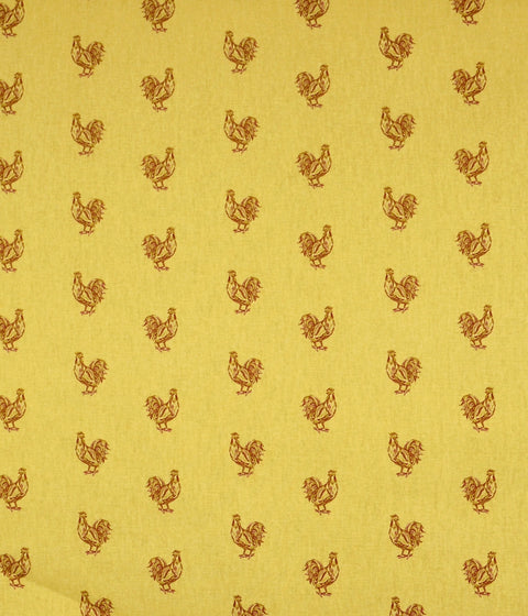 Pecking Order Spice Rooster Cotton Drapery Fabric