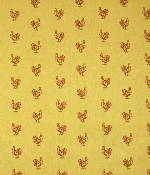 Pecking Order Spice Rooster Cotton Drapery Fabric