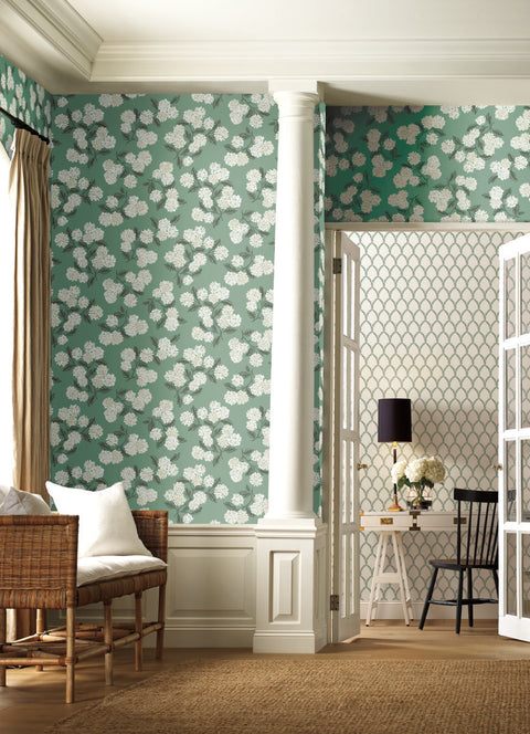 RI5145 Jade Hydrangea Wallpaper