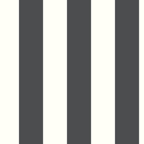 RMK11082WP Black White Awning Stripe Black Peel & Stick Wallpaper