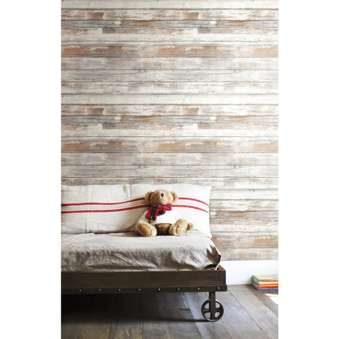 RMK9050WP Distressed Wood Peel and Stick Wall Decor