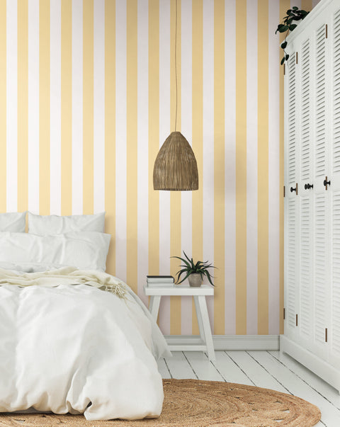 SA9178 Yellow Awning Stripe Wallpaper