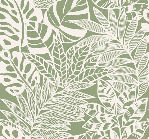 SS2577 Green Jungle Leaves Wallpaper