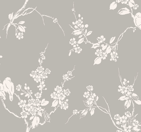 SS2588 Gray White Imperial Blossoms Branch Wallpaper