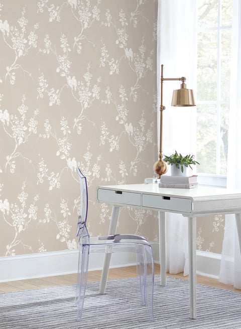 SS2591 Taupe Imperial Blossoms Branch Wallpaper