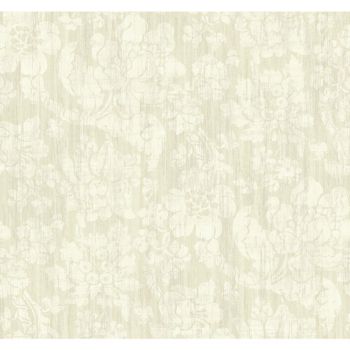 AD1291 Cream Jacobean Floral on Metallic Cream Wallpaper