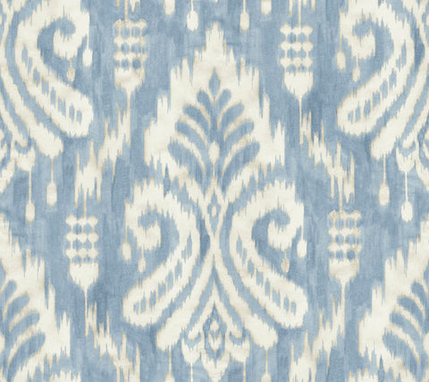 TC2644 Blue Hawthorne Ikat Wallpaper