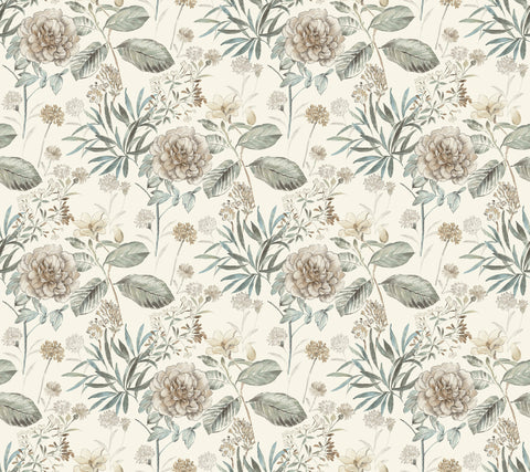 TL1918 Beige/Green Midsummer Floral Wallpaper