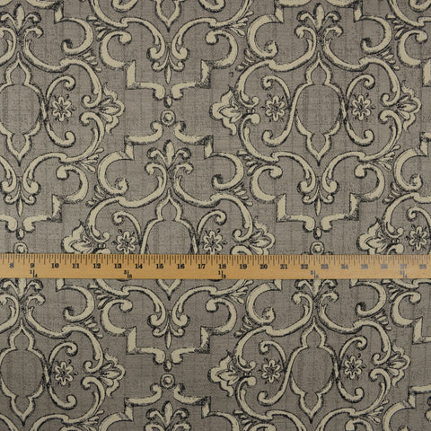 Treillage Charcoal Scroll Grey Black Upholstery Fabric
