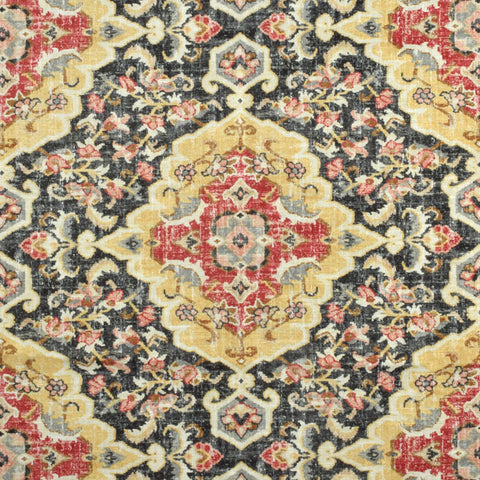 Black Gold Red Medallion Print Jaipur 912 Kohl Covington Fabric