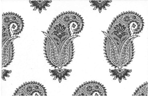 Antique Paisley Print Smoke White Laura Kiran Fabric