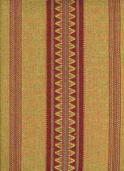 Catalan Stripe Berry Gold Laura Kiran Fabric