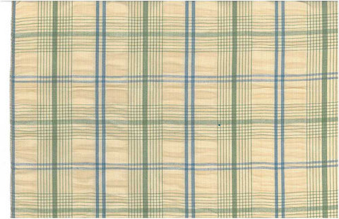Hampton Seersucker Green Blue Laura Kiran Fabric