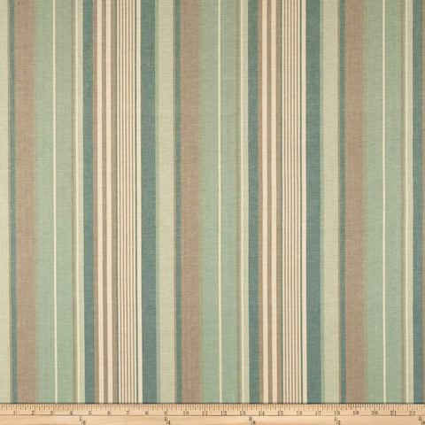 Island Stripe Aqua Flax Laura Kiran Fabric