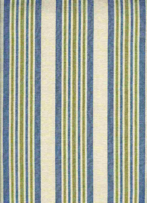Kensington Stripe Natural Green Blue Laura Kiran Fabric