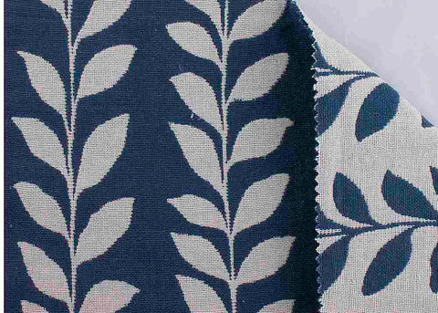 Leaf Doublecloth Blue Natural Laura Kiran Fabric