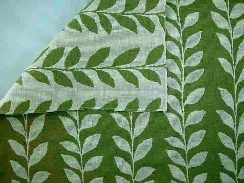Leaf Doublecloth Green Natural Laura Kiran Fabric